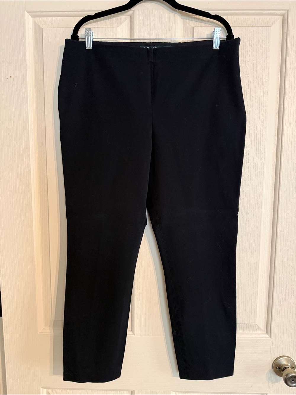 Ralph Lauren Black Straight Leg Pants with Side Zip - Sz 16